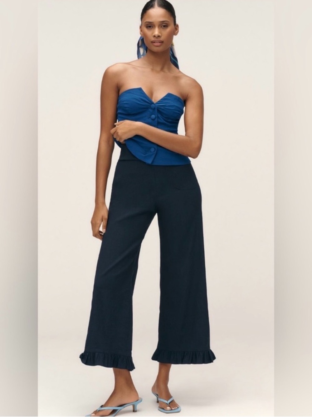 Maeve Cropped Ankle Pants in Denim Blue